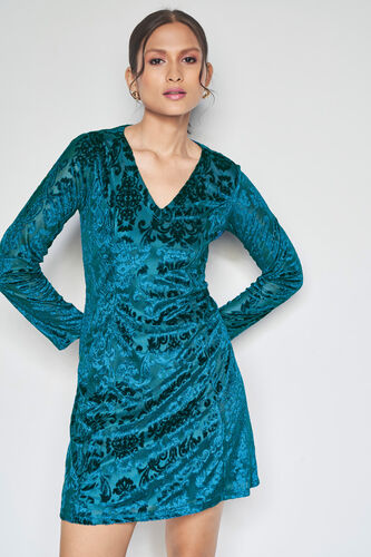 Tiana Jacquard Dress, Teal, image 1